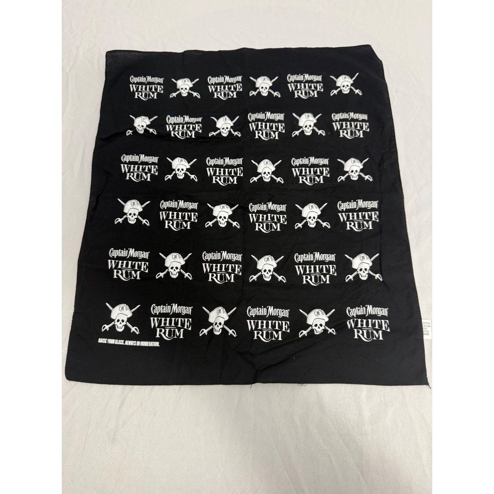 Captain Morgan White Rum Bandana Black Skull Crossbones Pirate Liquor Promo Logo
